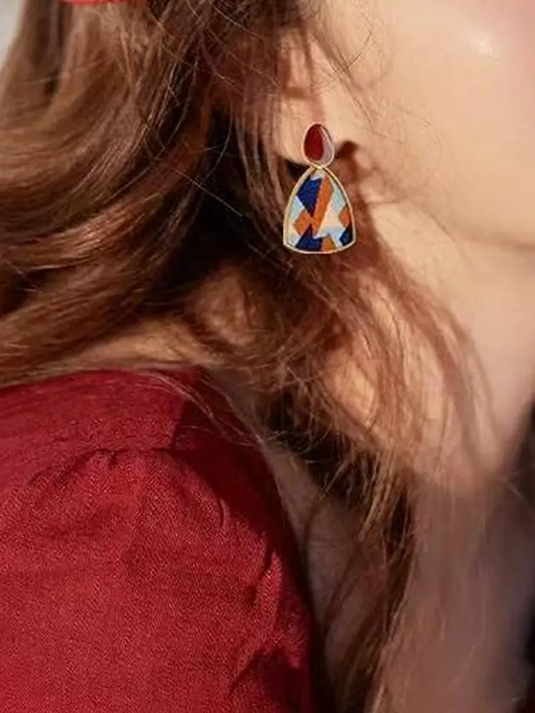 Boucles d'oreilles puces haut de gamme, style explosif, mode, luxe, polyvalentes, en tissu, pour oreilles non percées