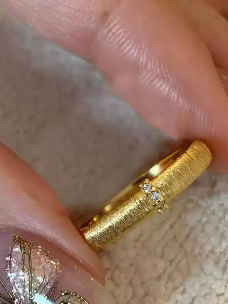 Italian vintage brushed gold silver rings set 5 rings