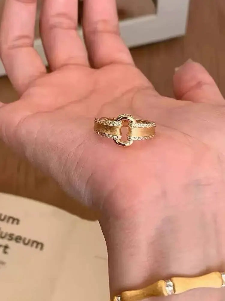 Italian vintage design original brushed gold rings set 4 rings