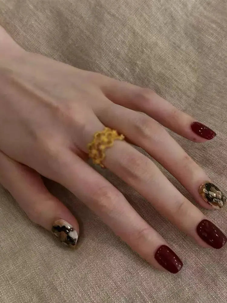 Italian vintage design original brushed gold rings set 4 rings