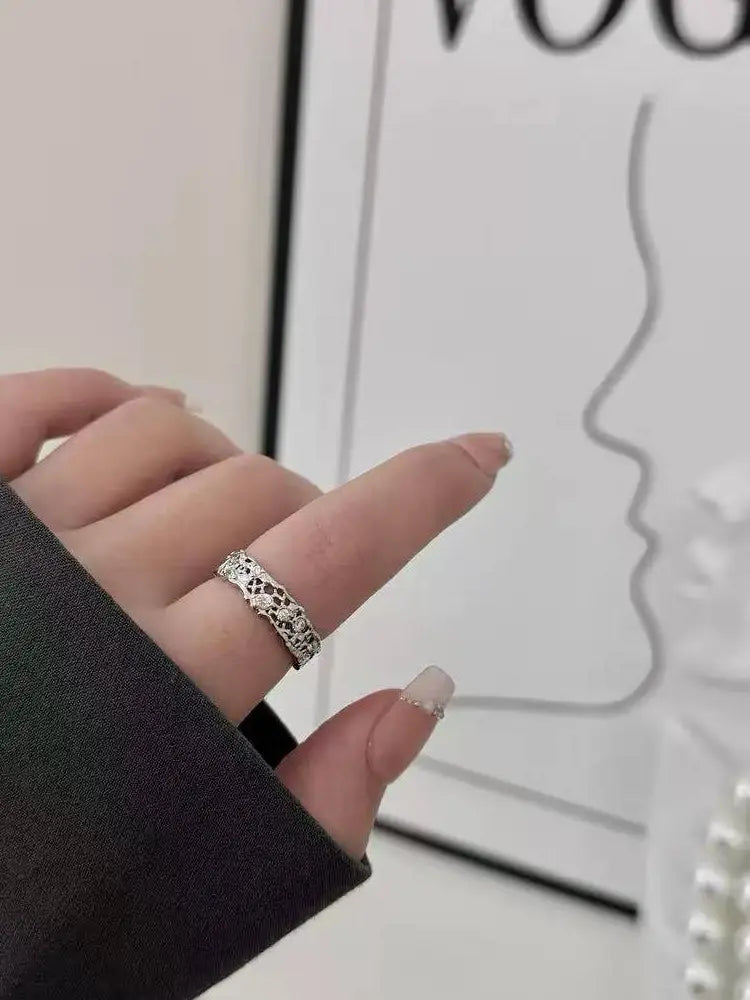 Italian vintage brushed gold silver rings set 5 rings