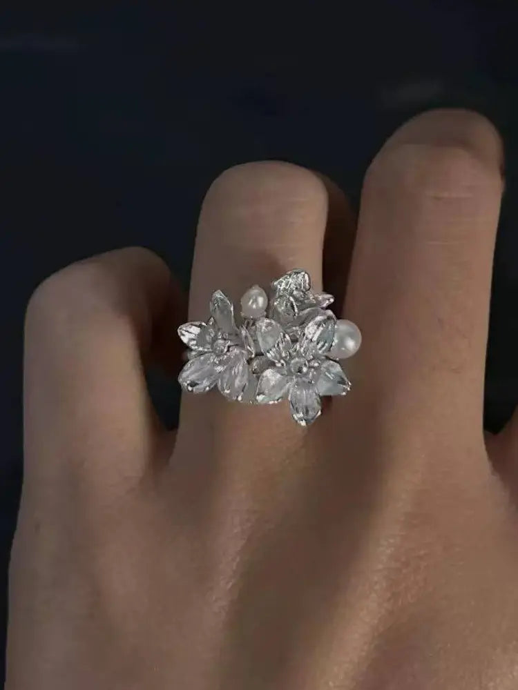 Italian vintage brushed gold silver rings set 5 rings