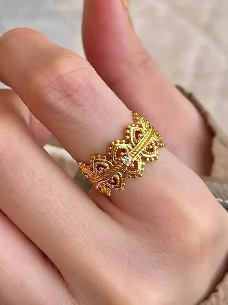 Italian vintage brushed gold silver rings set 5 rings