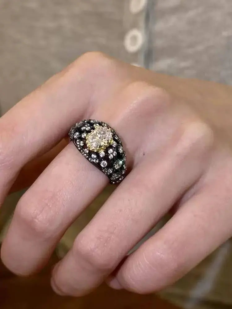 Italian vintage brushed gold silver rings set 5 rings