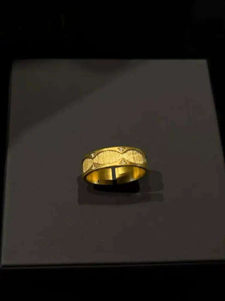 Italian vintage brushed gold silver rings set 5 rings