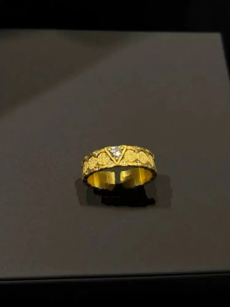 Italian vintage brushed gold silver rings set 5 rings