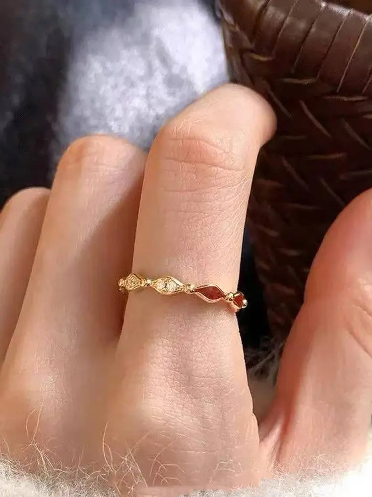 Italian vintage brushed gold silver rings set 5 rings