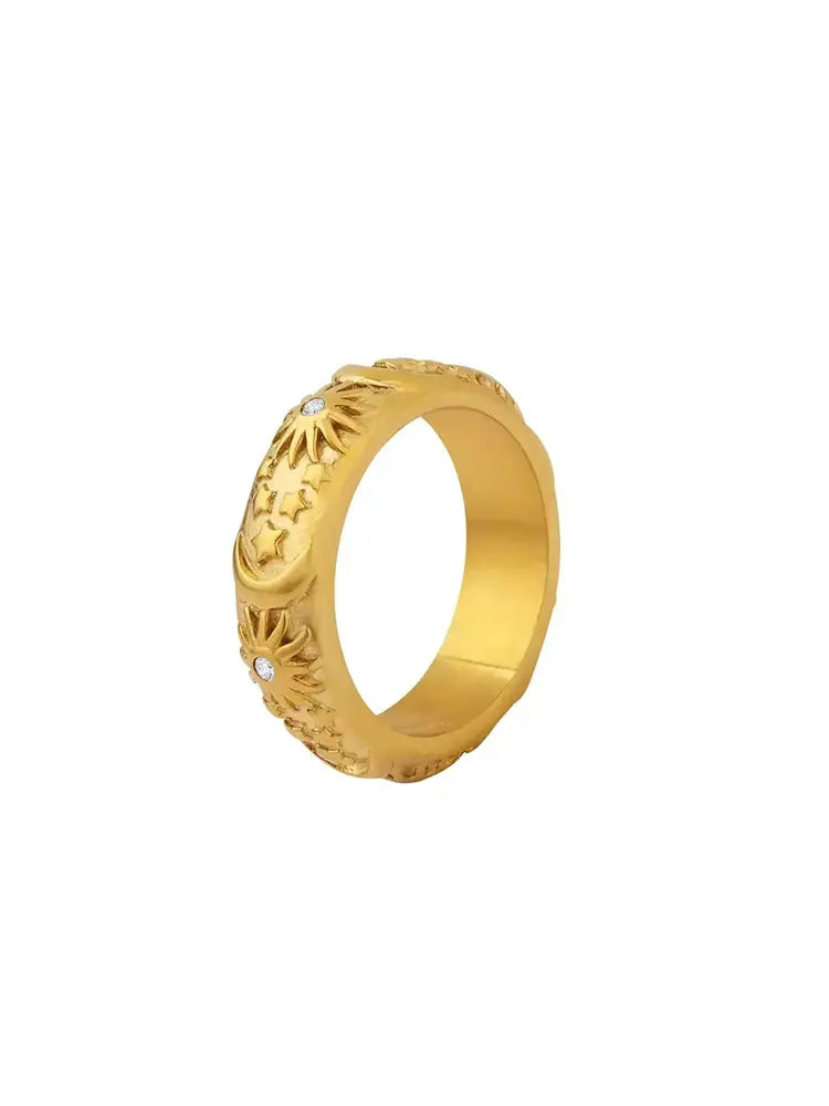 Italian vintage pattern textured ring brushed effect