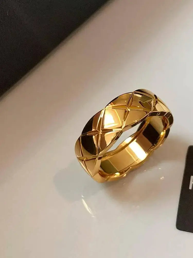 Textured rings men women gold silver popular fashion