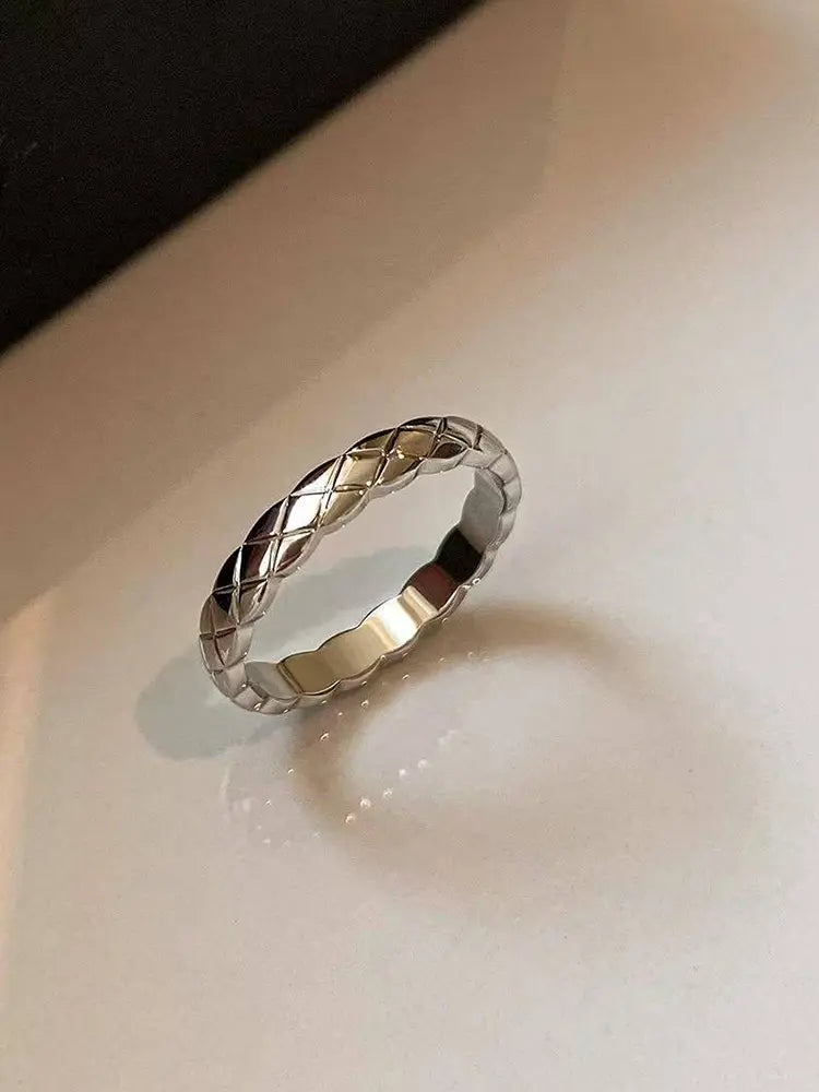 Textured rings men women gold silver popular fashion