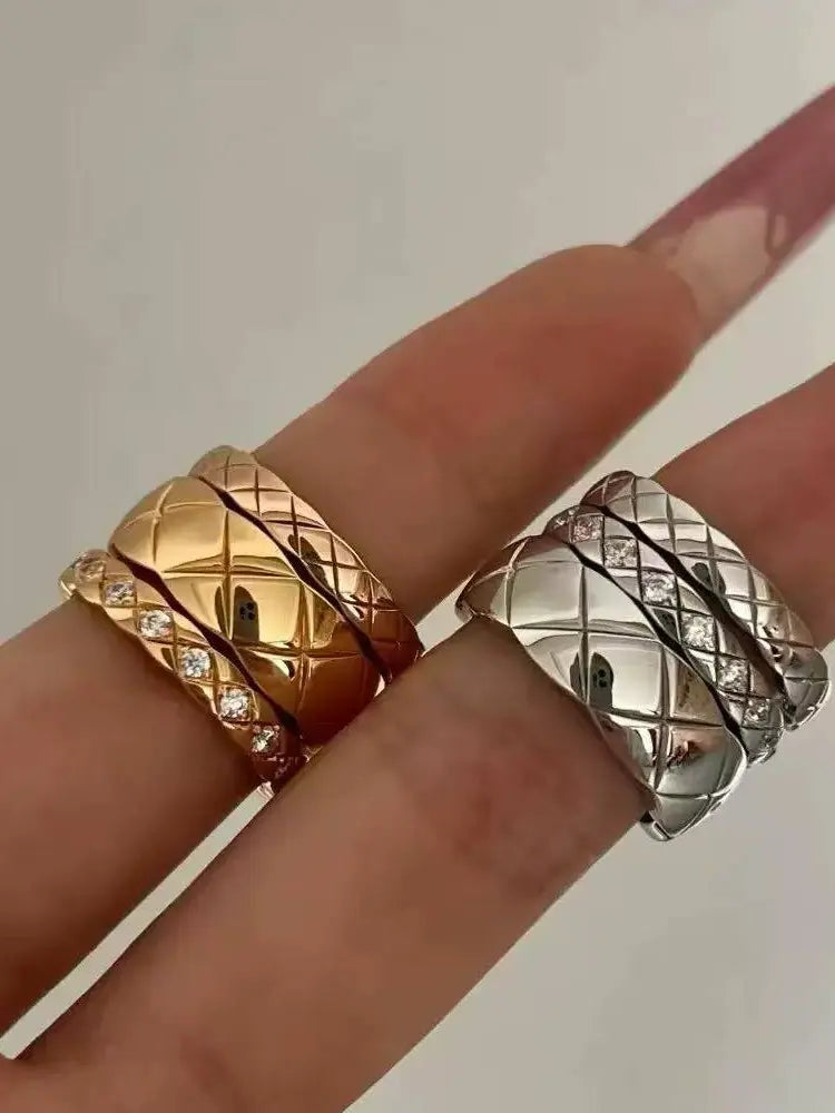 Textured rings set men women gold silver popular 3 rings