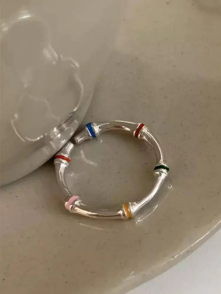 Cute rings set in silver spectrum color 5 rings s925