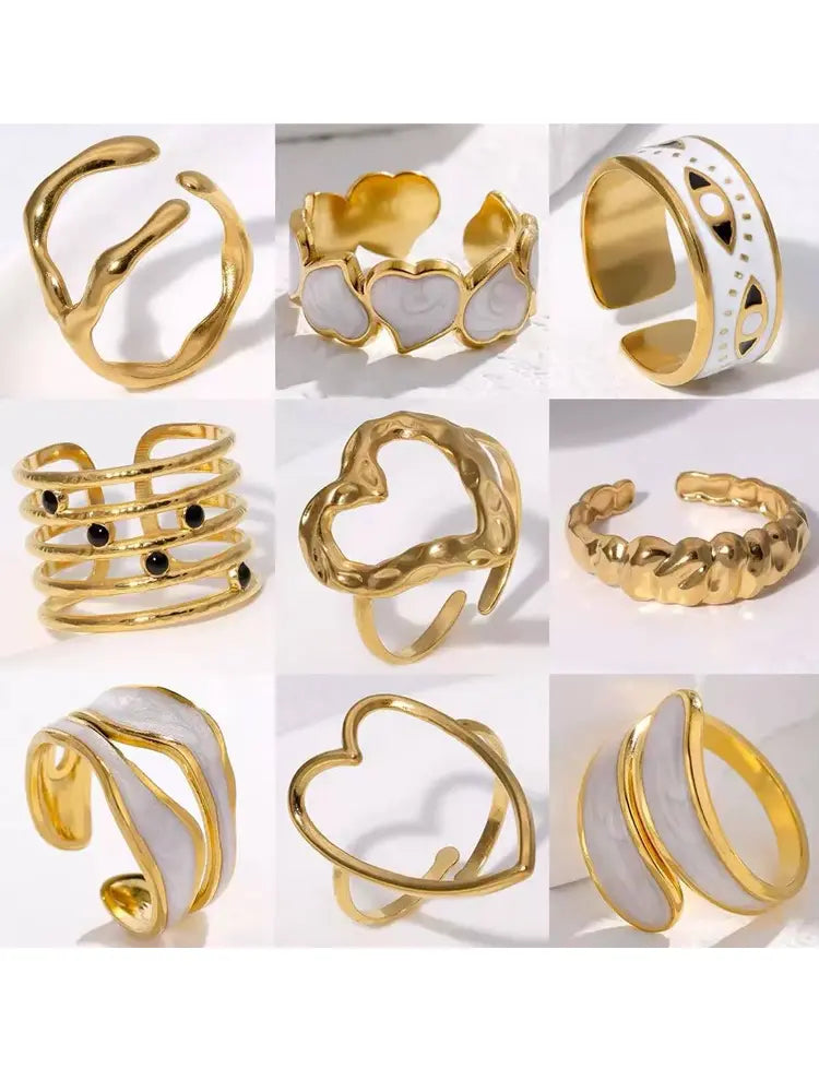 Gold glasses white love rings set 9 rings