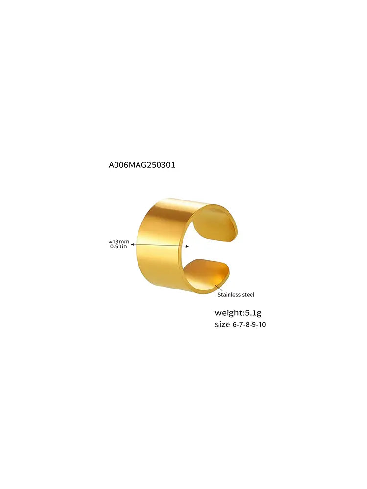 The Wide Gold-toned Opening Ring Unadorned Gold Silver Unisex S925