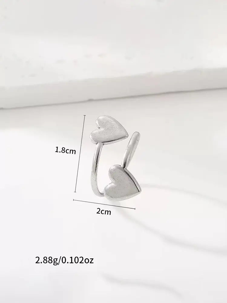 Two Heart Open Ring Gold Silver S925 18k