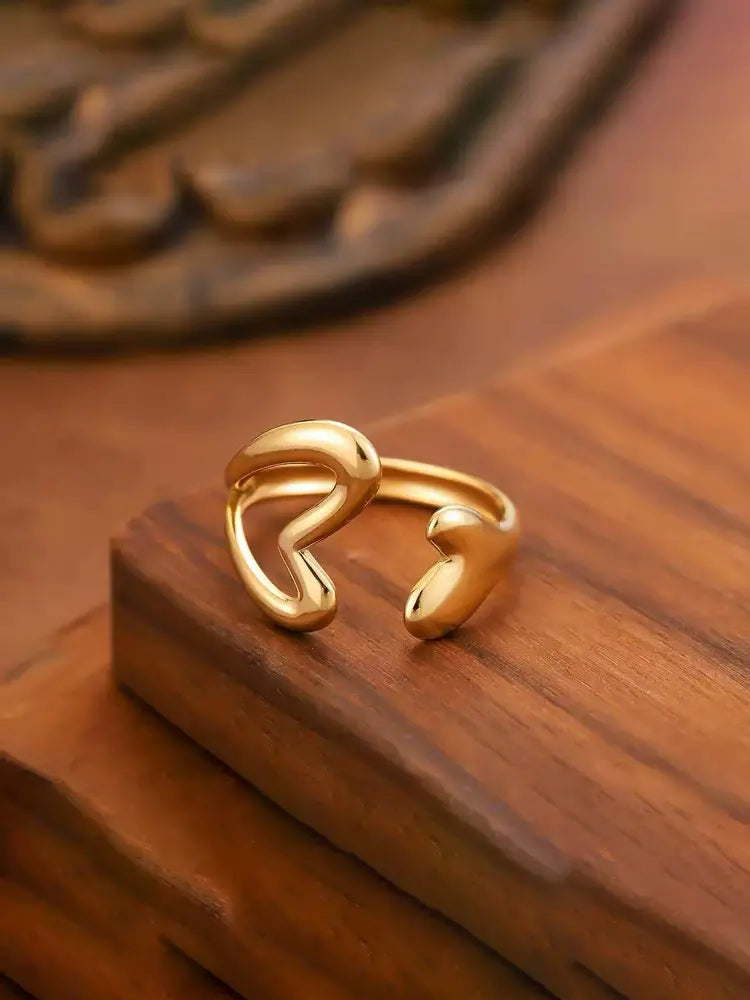 Open Two Heart Ring Silver Gold 18k S925