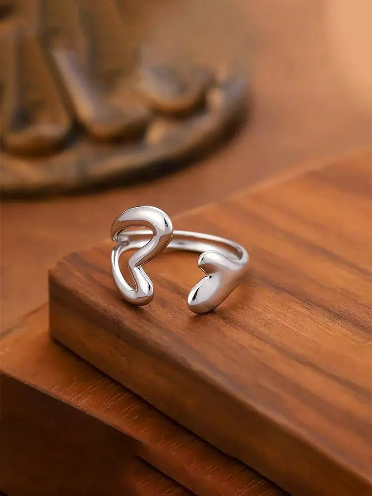 Open Two Heart Ring Silver Gold 18k S925