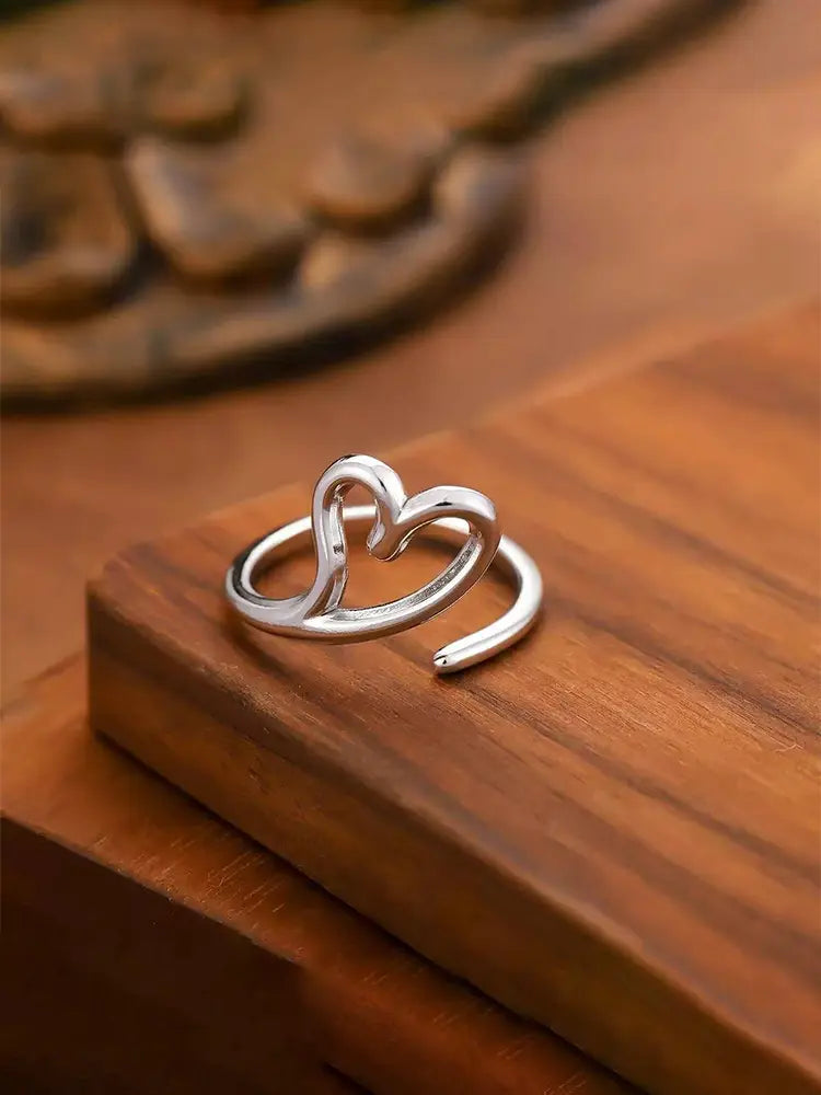 One Heart Open Ring Silver Gold 18k S925