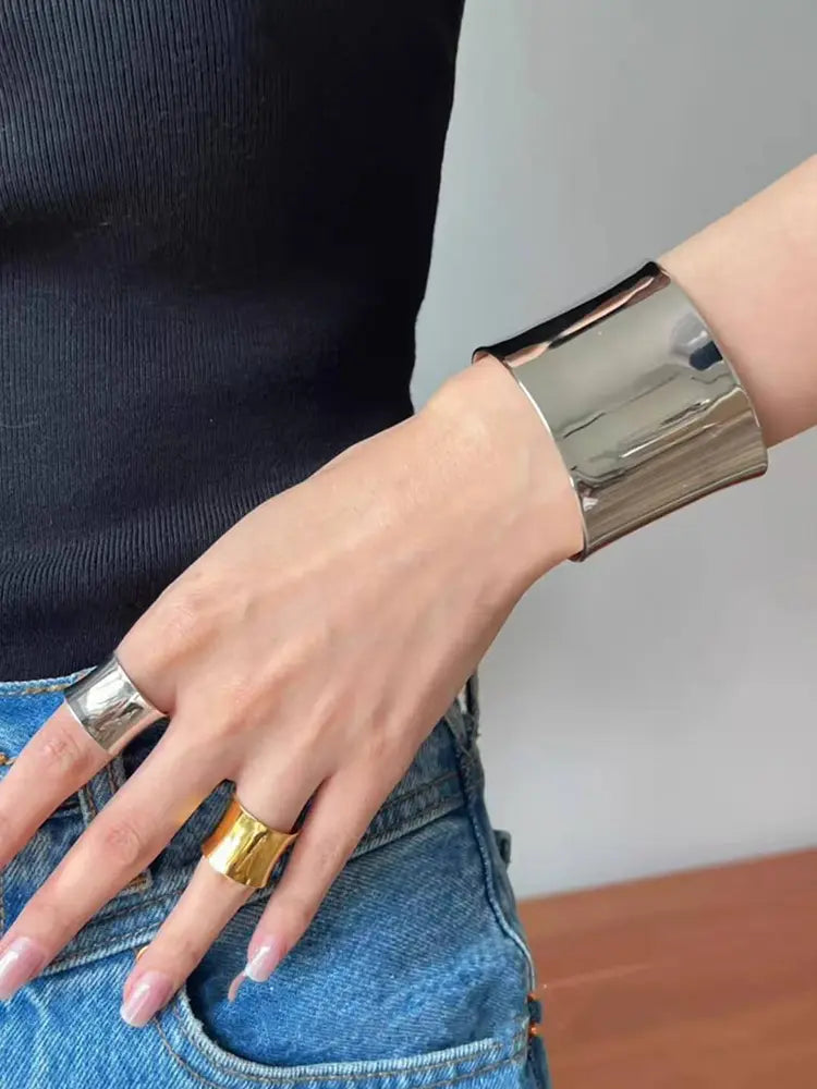 Wide Ring And Bracelet Silver Gold Buy 1 Bracelet Get 1 Ring