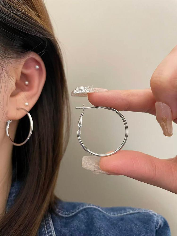 Boucles d'oreilles créoles minimalistes « Breathable » argent et or