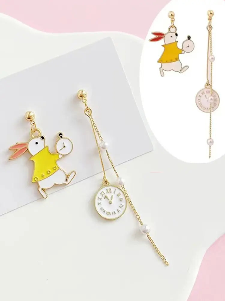 Yellow Clock Earrings Studs & Clip-On (No Piercing Required) Girl | 18K Gold ...