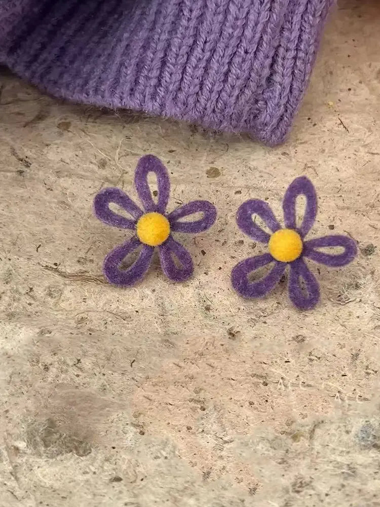 Purple flower earrings Women | 18K Gold Plated - view 2