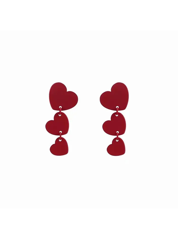 3 Heart Earrings Studs & Clip-On (No Piercing Requ | 18K ...