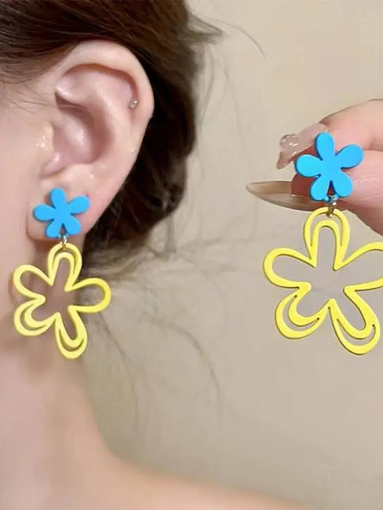 Spring Blue Flower Studs & Clip-On Earrings (No Pi - view 3