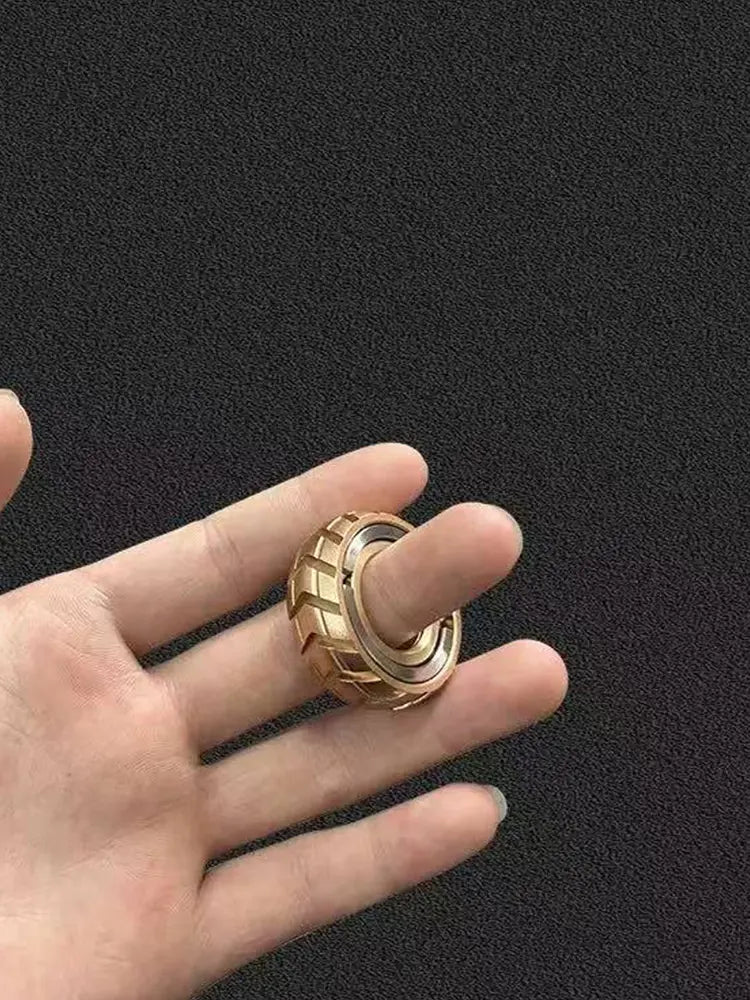 Stainless Steel Fidget Ring Wheel Pattern