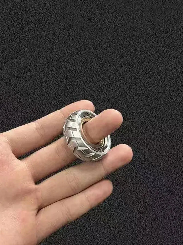 Stainless Steel Fidget Ring Wheel Pattern