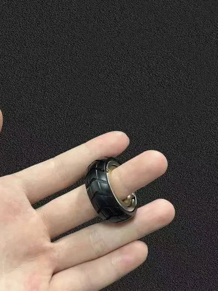 Stainless Steel Fidget Ring Wheel Pattern
