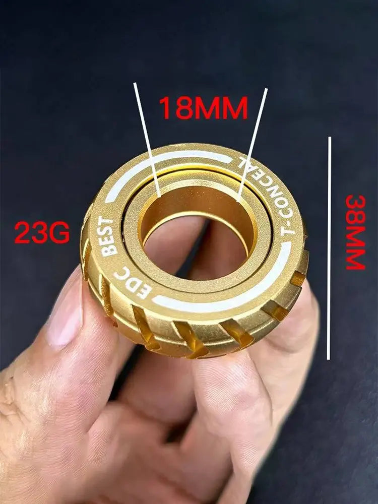 Stainless Steel Fidget Ring Wheel Pattern