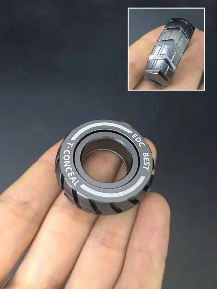 Stainless Steel Fidget Ring Wheel Pattern