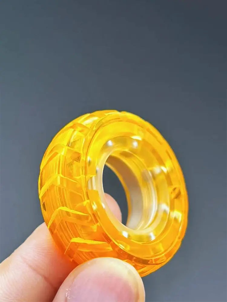 Stainless Steel Fidget Ring wheels Texture texture Color Yellow