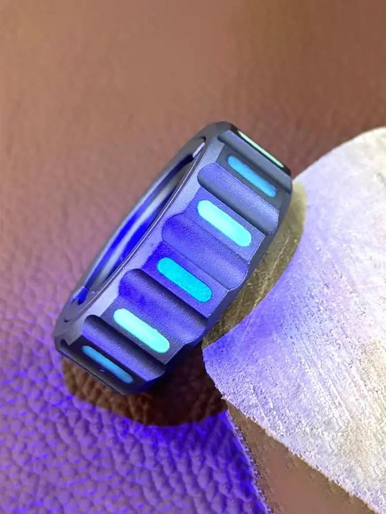 Stainless Steel Fidget Ring wheels Texture texture Color Yellow