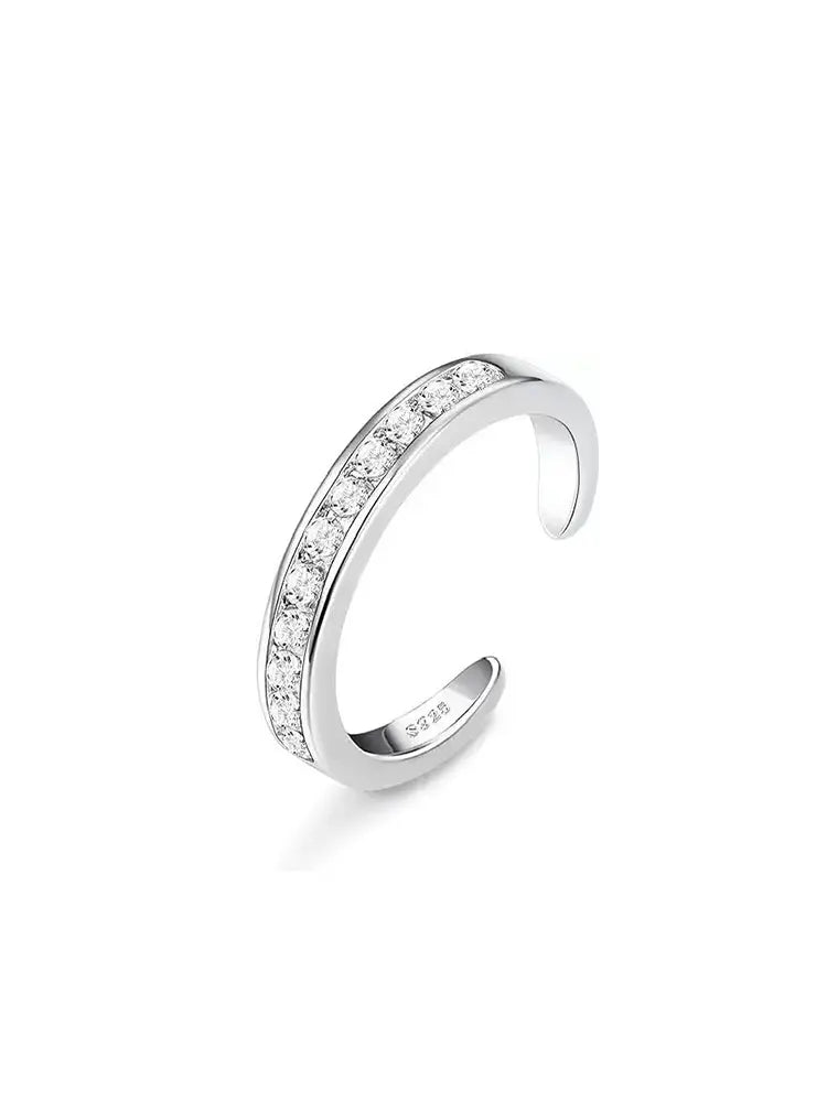 Adjustable Toe Ring for Women CZ S925 Plated Gold 18K