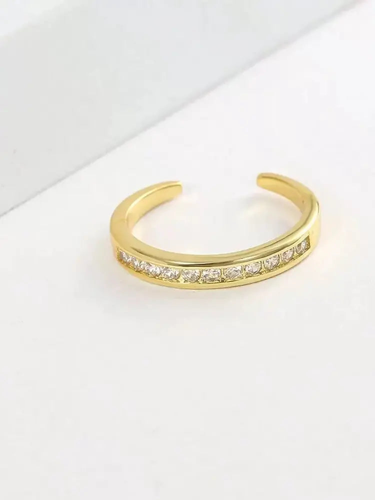 Adjustable Toe Ring for Women CZ S925 Plated Gold 18K