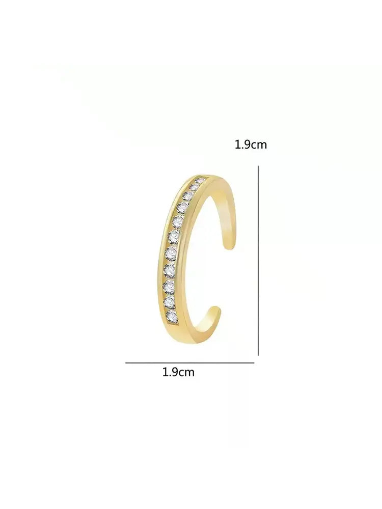 Adjustable Toe Ring for Women CZ S925 Plated Gold 18K
