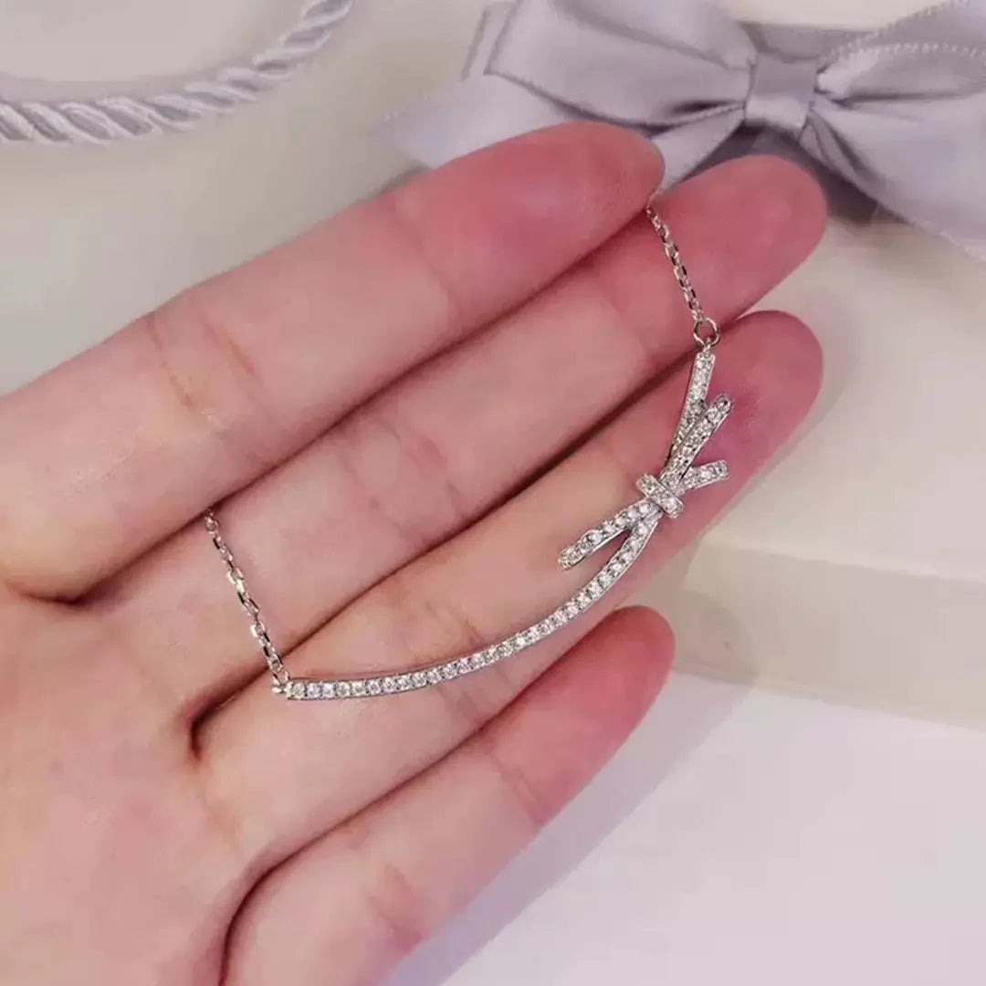 2026 Trends Delicate bow stainless steel necklace - view 2