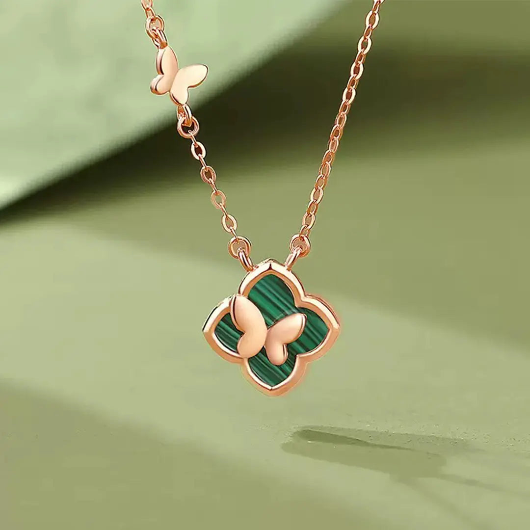 Lucky Flower Clover Butterfly Necklace Pendant