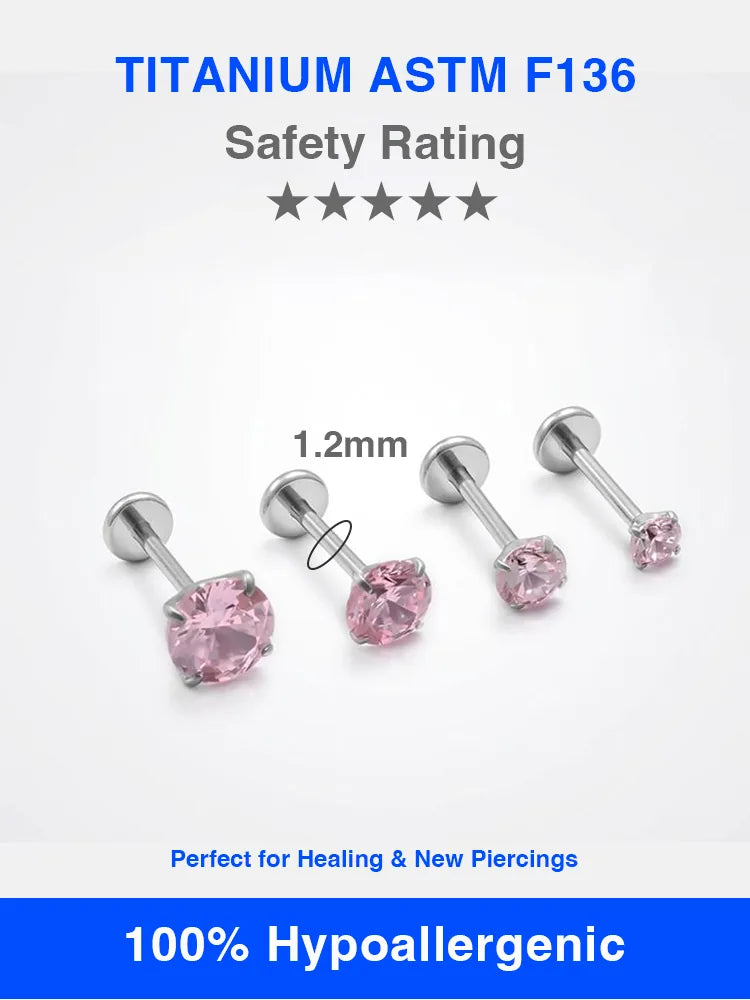 1.2MM Hypoallergenic F136 Titanium Conch Piercing with Internal Threads Women