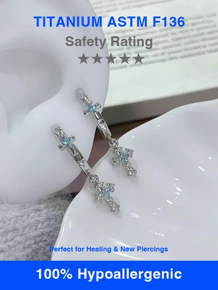 ASTM F136 Titanium Zircon Stud Earrings