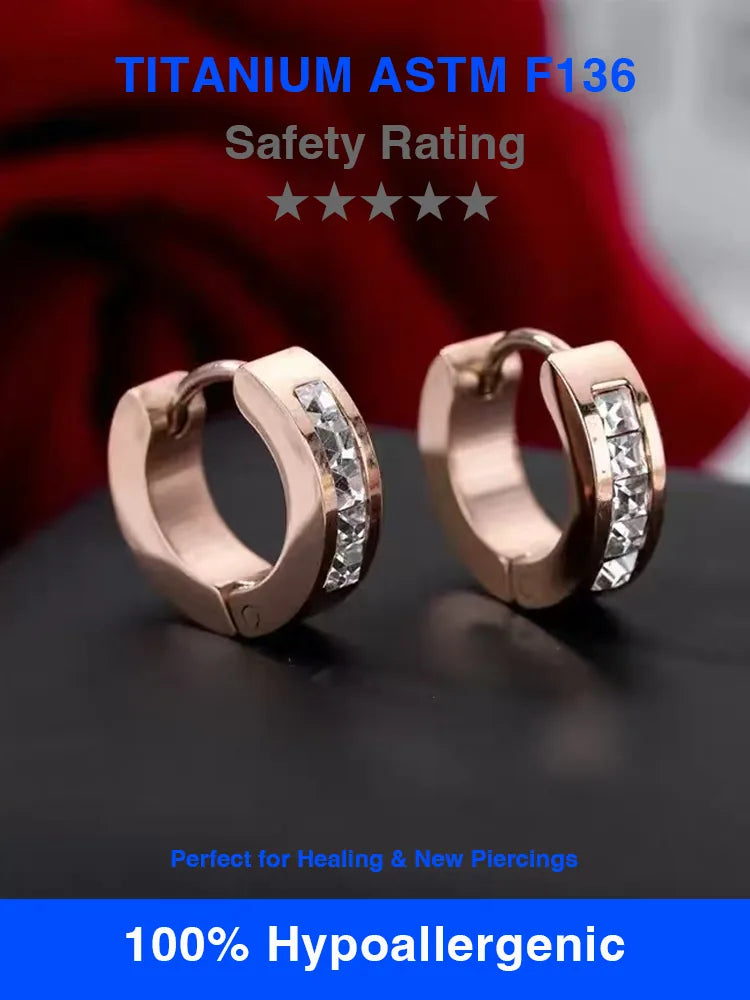 Versatile Minimalist 7mm Hollow Semi-hoop Single-row Zirconia Unisex Earrings Hypoallergenic