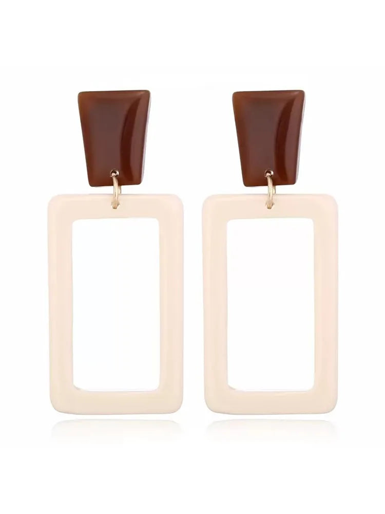 Vintage rectangular earrings American style - view 2