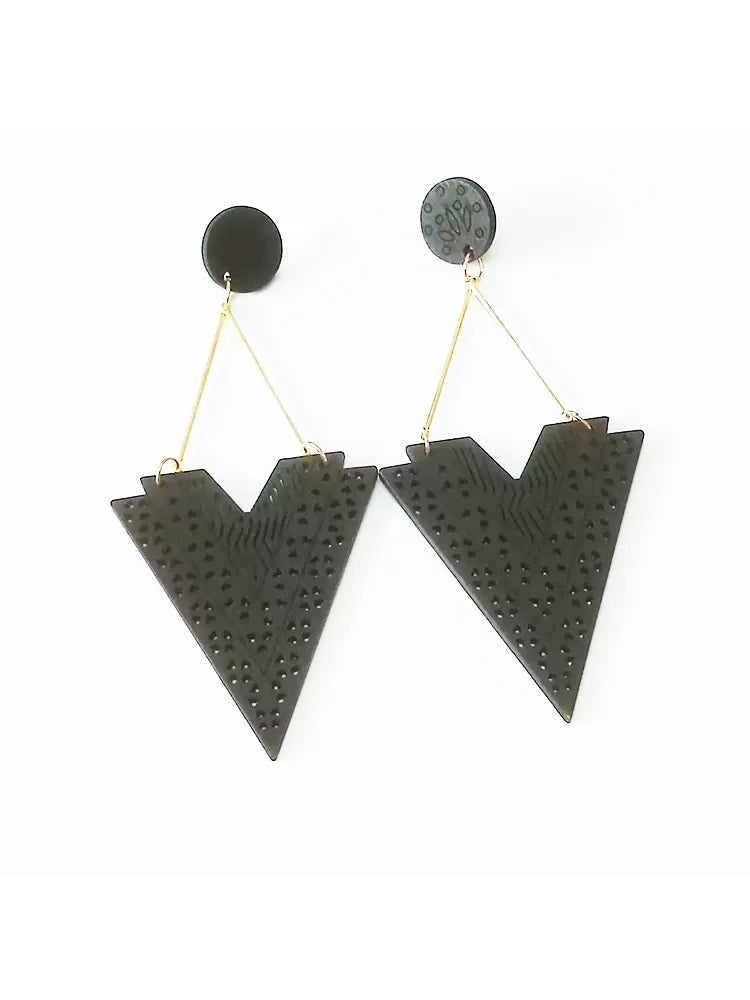 African wooden large earrings stud earrings for vacation trips | Fairies Whisper Paris Designer Jewelry - Detail View 5