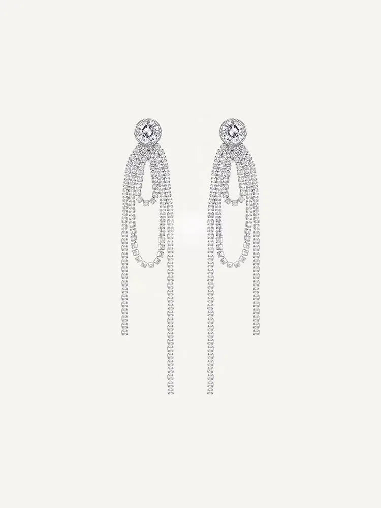 Fringed zircon stud earrings daily 97mm | Fairies Whisper Paris Designer Jewelry - Detail View 2