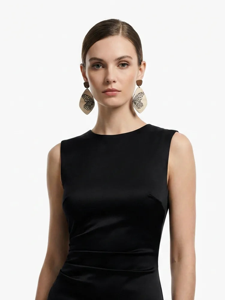 Travel butterfly textured handmade wooden earrings