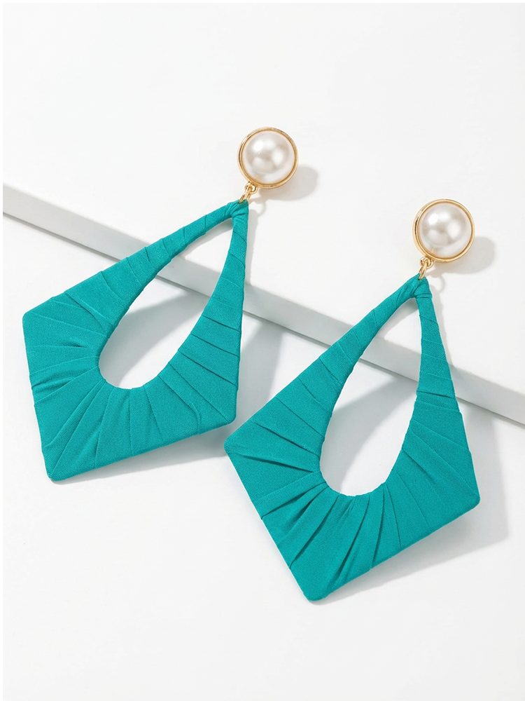 Green Boho Fabric Earrings | Fairies Whisper Paris Designer Jewelry - Detail View 1