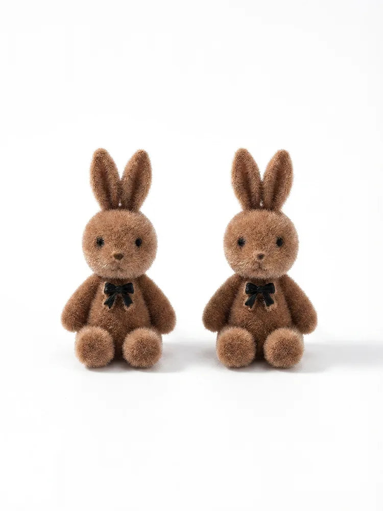 Khaki Cartoon Bunny Stud Earrings Women