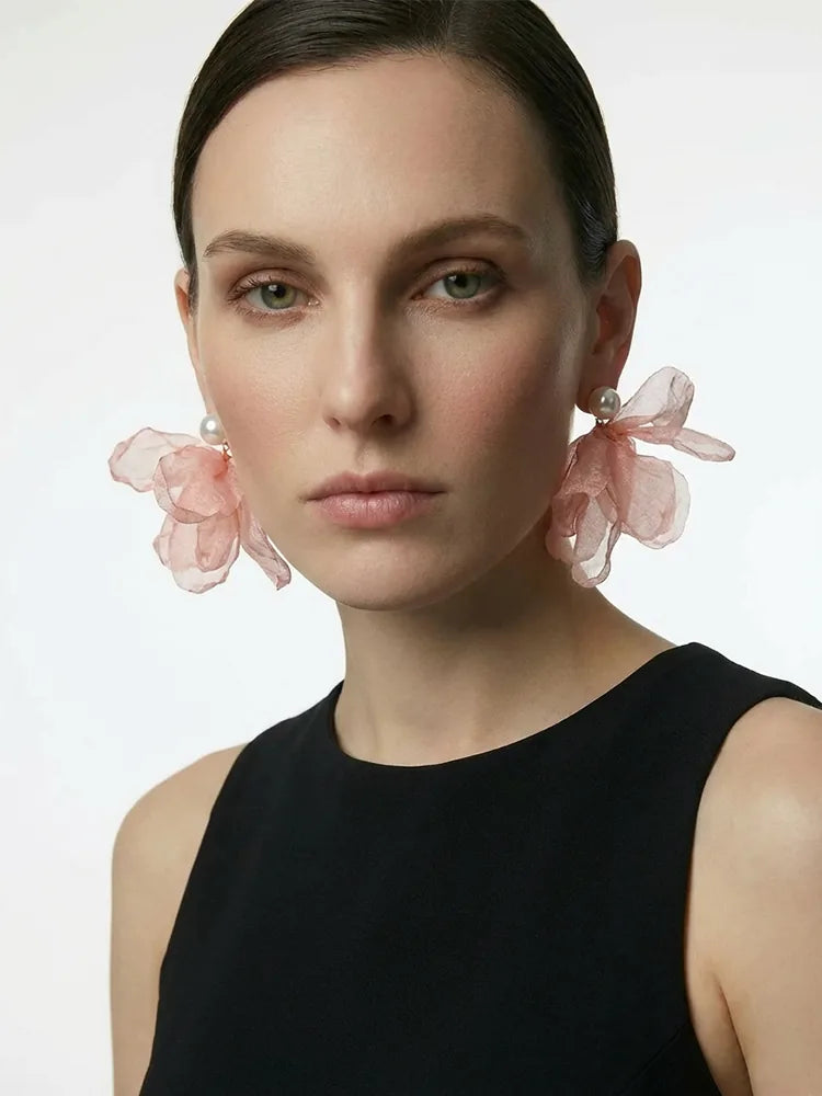 Braided Large Flower Seaside Female Vacation Earri | 18K ... - view 3